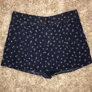 LC Lauren Conrad Pleated Navy Floral Shorts